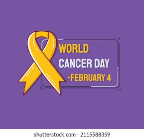 world cancer day with vector concept complemented by bright orange ribbon. vector illustration. world cancer day. can be used for charity events, background, wallpaper, or in an event.
