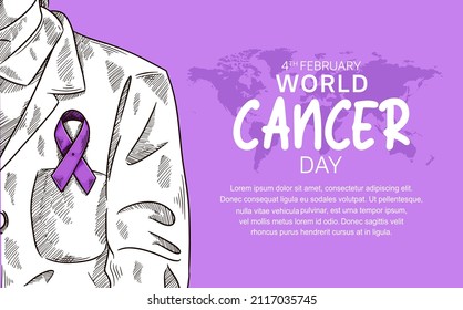 World  Cancer Day Vector Design with doctor illustration for campaign and poster