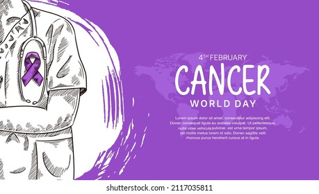 World  Cancer Day Vector Design with doctor illustration for campaign and poster