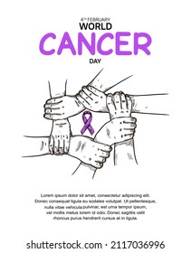 World  Cancer Day Vector Design with hand holding illustration for campaign and poster
