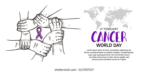 World  Cancer Day Vector Design with hand holding illustration for campaign and poster