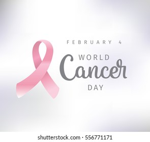 World cancer day, vector design. Typography with pink ribbon. 4 february