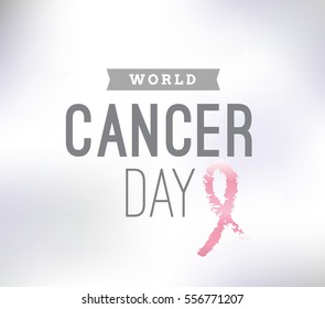 World cancer day, vector design. Typography with pink ribbon. 4 february