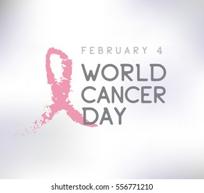 World cancer day, vector design. Typography with pink ribbon. 4 february