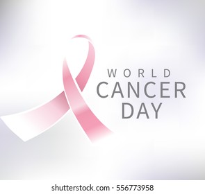 World cancer day, vector design. Typography with pink ribbon. 4 february