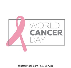 World cancer day, vector design. Typography with pink ribbon. 4 february