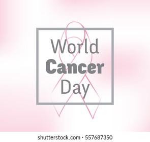 World cancer day, vector design. Typography with pink ribbon. 4 february