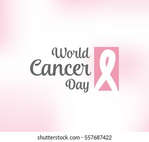World cancer day, vector design. Typography with pink ribbon. 4 february