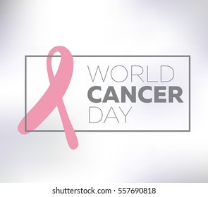 World cancer day, vector design. Typography with pink ribbon. 4 february