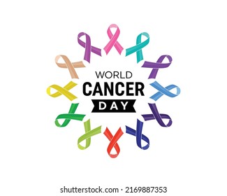 World Cancer Day vector illustration with ribbon.