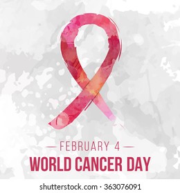World cancer day vector illustration banner card with ribbon