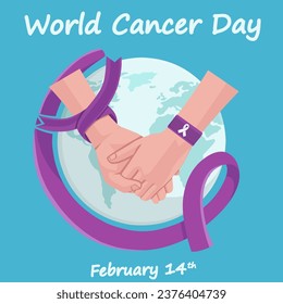 World cancer day,February 14th.Holiday concept. Template for background, banner, card, poster. Vector illustration