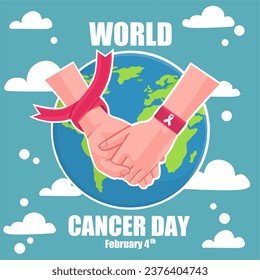 World cancer day,February 14th.Holiday concept. Template for background, banner, card, poster. Vector illustration