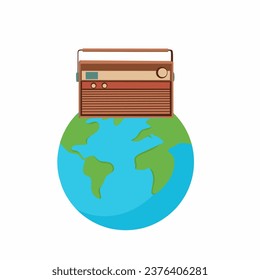 World cancer day,radio and world. Radi illustration. Holiday concept. Template for background, banner, card, poster. Vector illustration