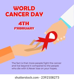 world caner day with ribbon vector