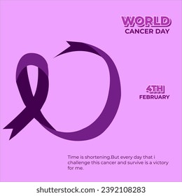 world caner day with ribbon vector