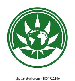 world cannabis. earth of marijuana. vector logo.