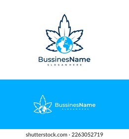 Plantilla vectorial del logotipo mundial de cannabis. Conceptos de diseño del logotipo de cannabis creativo