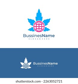Plantilla vectorial del logotipo mundial de cannabis. Conceptos de diseño del logotipo de cannabis creativo