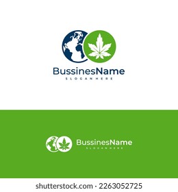 World Cannabis Logo, Vektorvorlage. Designkonzepte für kreatives Cannabis-Logo