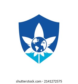 world cannabis vector logo icon. cannabis world logo design template for marijuana company.