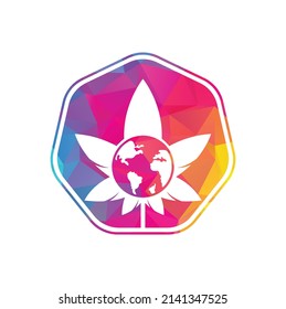world cannabis vector logo icon. cannabis world logo design template for marijuana company.