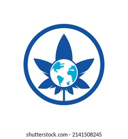 world cannabis vector logo icon. cannabis world logo design template for marijuana company.
