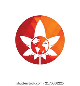 Weltes Cannabis-Vektorsymbol. Cannabis World Logo Design Vorlage für Marihuana Firma.