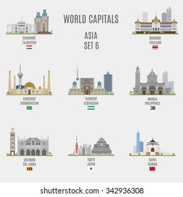 World capitals. Famous Places Asian Cities