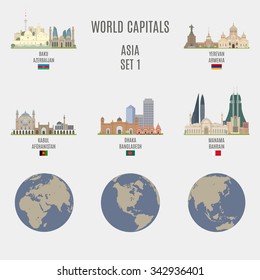 World capitals. Famous Places Asian Cities