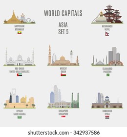 World capitals. Famous Places Asian Cities