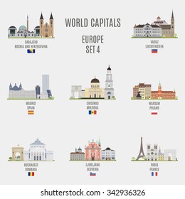 World capitals. Famous places of European cities