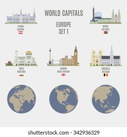 World capitals. Famous places of European cities 