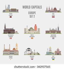 World capitals. Famous places of European cities