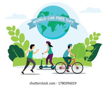 World Car free day background flat design