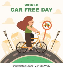 world car free day background. world car free day celebration. September 22. world car free day awareness Campaign. Vector illustration. Poster, Banner, card, social media post. walk or ride bicycle.