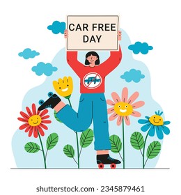 world car free day background. world car free day celebration. September 22. world car free day awareness Campaign. Vector illustration. Poster, Banner, card, social media post. walk or ride bicycle.