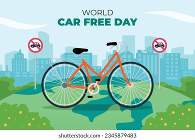 world car free day background. world car free day celebration. September 22. world car free day awareness Campaign. Vector illustration. Poster, Banner, card, social media post. walk or ride bicycle.