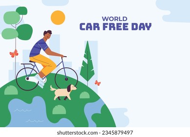 world car free day background. world car free day celebration. September 22. world car free day awareness Campaign. Vector illustration. Poster, Banner, card, social media post. walk or ride bicycle.