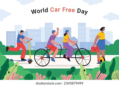 world car free day background. world car free day celebration. September 22. world car free day awareness Campaign. Vector illustration. Poster, Banner, card, social media post. walk or ride bicycle.