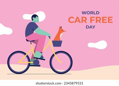 world car free day background. world car free day celebration. September 22. world car free day awareness Campaign. Vector illustration. Poster, Banner, card, social media post. walk or ride bicycle.