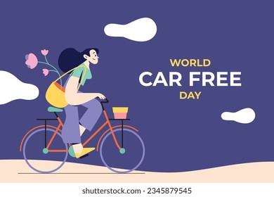 world car free day background. world car free day celebration. September 22. world car free day awareness Campaign. Vector illustration. Poster, Banner, card, social media post. walk or ride bicycle.