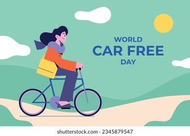 world car free day background. world car free day celebration. September 22. world car free day awareness Campaign. Vector illustration. Poster, Banner, card, social media post. walk or ride bicycle.