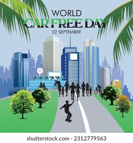 World Car Free Day. Campaign to reduce the use of cars to reduce the pollution of the world