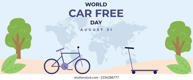 World Car Free Day. Campaign to park and walk or use non-polluting vehicles such as bicycles. Eps Vector illustration 