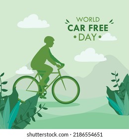 world car free day card with man on bike