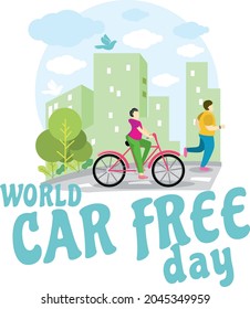 WORLD CAR FREE DAY FLAT ILLUSTRATION