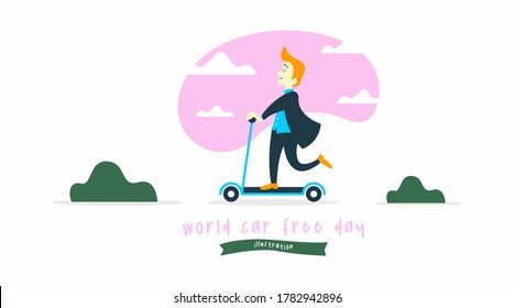 World car free day illustration vector. World car free day banner vector