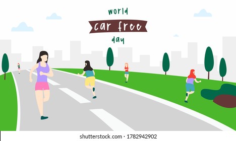 World car free day illustration vector. World car free day banner vector