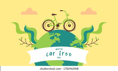 World car free day illustration vector. World car free day banner vector